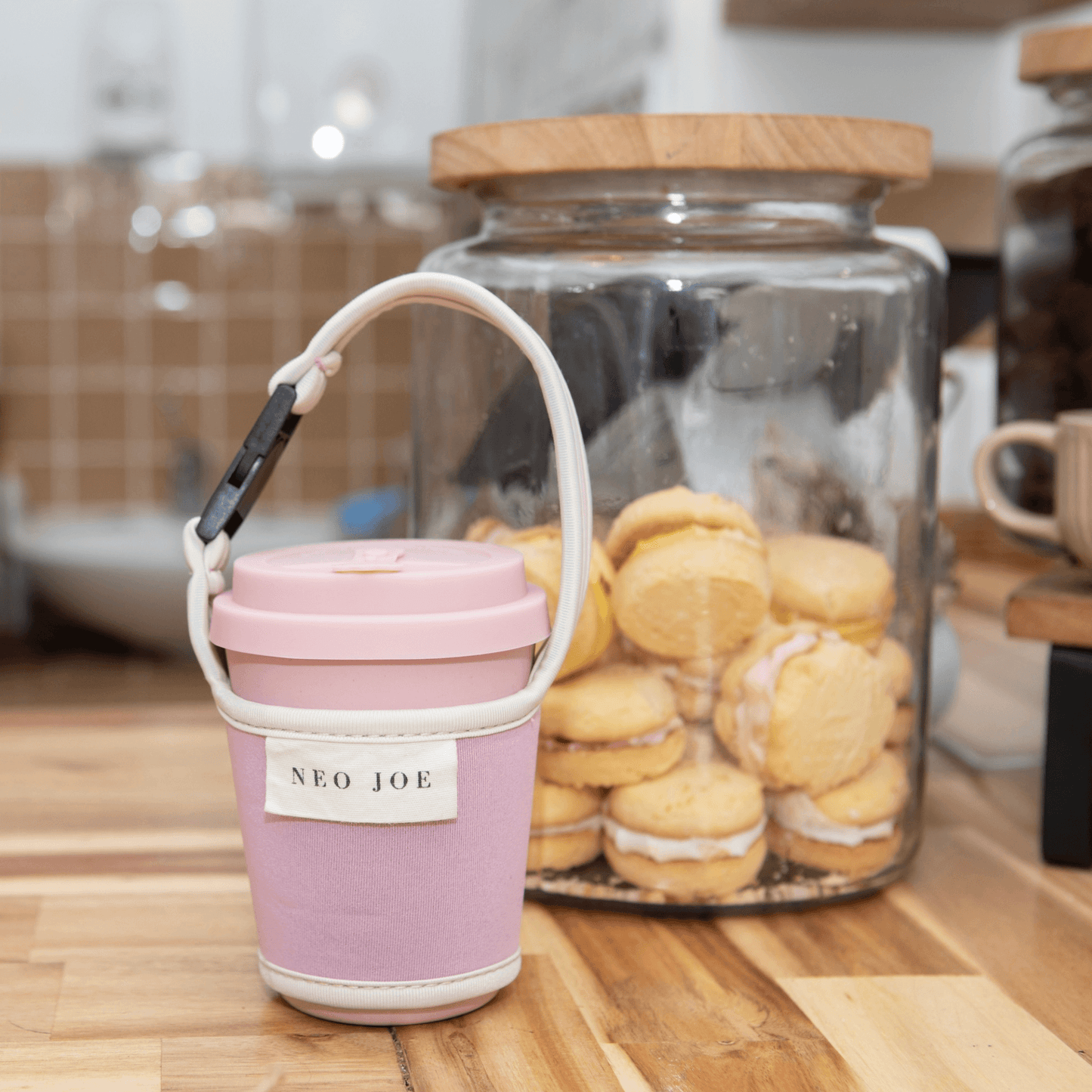 COFFEE SLING IN PINK WITH BEIGE TRIM