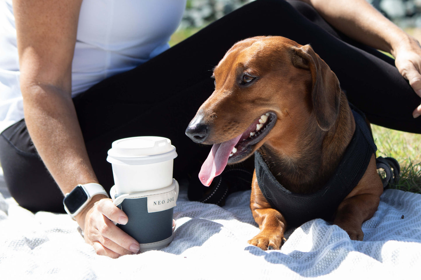 COFFEE SLING IN BLUE GREY WITH BEIGE TRIM