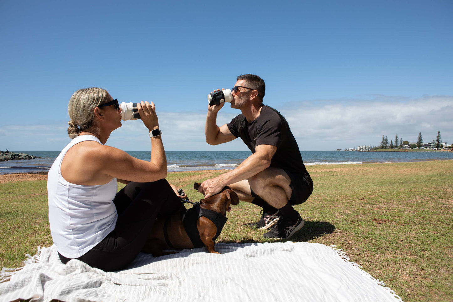 COFFEE SLING IN KHAKI WITH BLACK TRIM